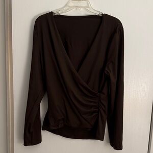 SHEIN Dark Brown Wrap Blouse